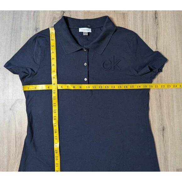 NWOT Calvin Klein Size L Polo Shirt Dress Navy Blue Designer Nautical Minimalist - Picture 11 of 12